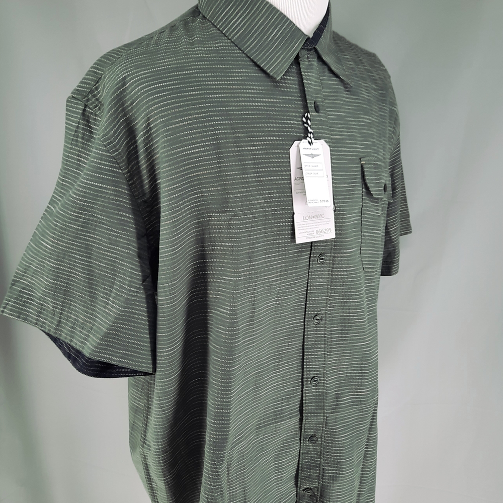 NEW Across the Pond Green Textured Short Sleeve Shirt Men's 2XL Button Down - Picture 7 of 10